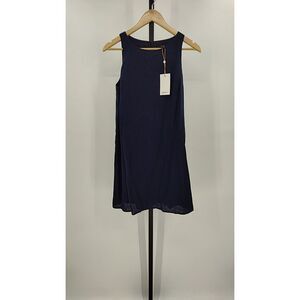 NWT Quince Linen Navy Blue Sleeveless Dress